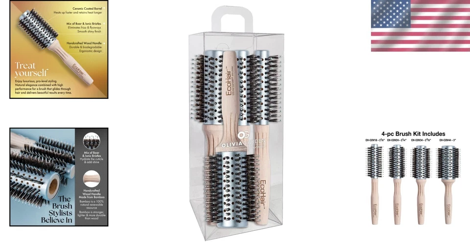 Bamboo Hairbrush Set - Shine & Frizz Control - Image 2 of 4