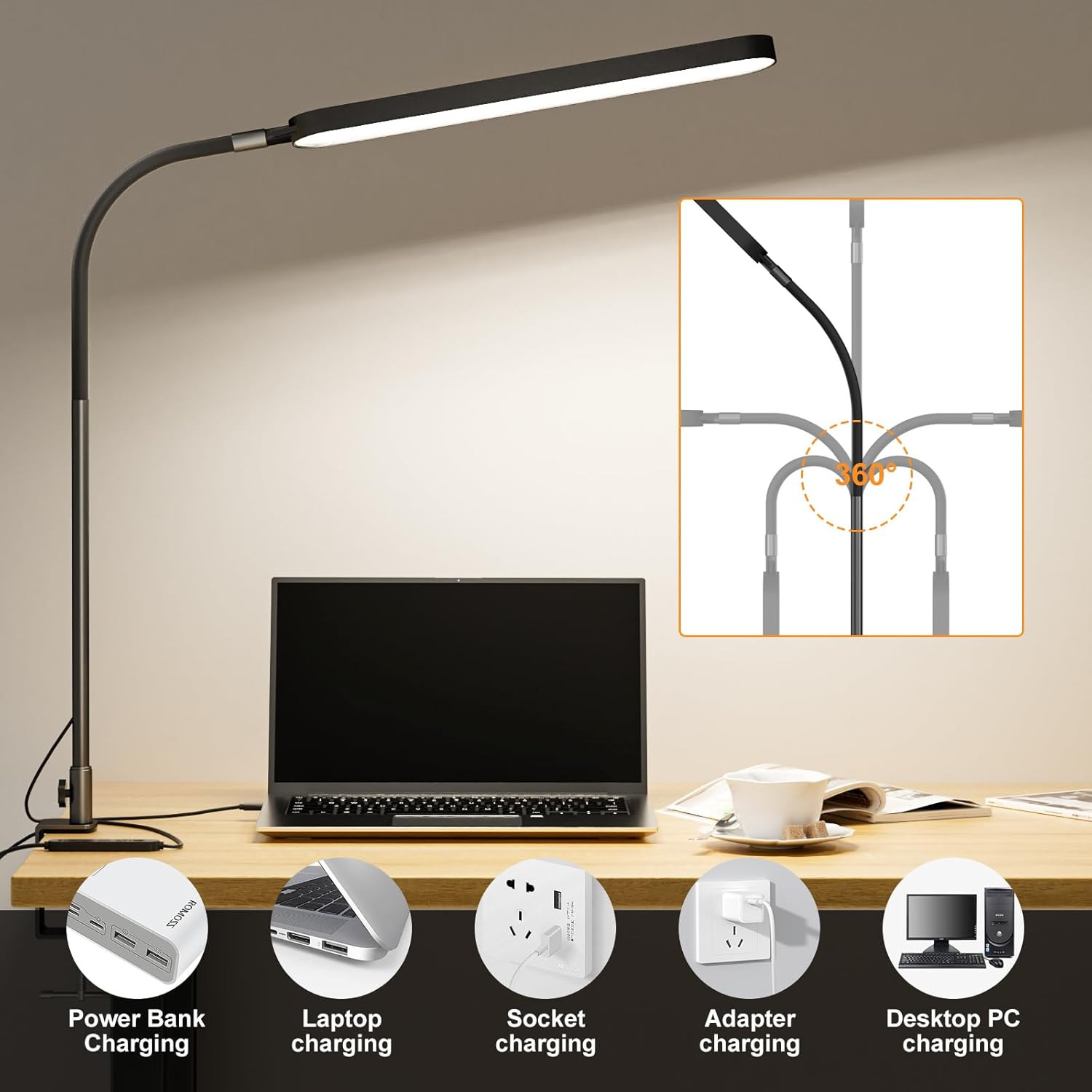Illuminazione Ufficio LED 1300LM - Lampada Professionale Collo Cigno - 4