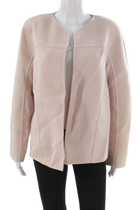 Linda Allard Ellen Tracy Women Pink Wool Jacket Round Neck Size 12