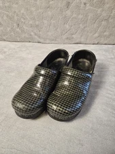 Dansko Professional Clogs 36 Black Silver Patent Textured Slip On Wear