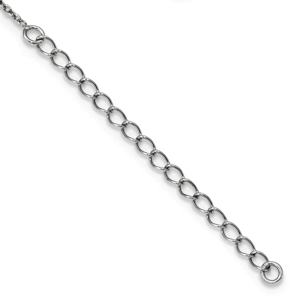 925 Sterling Silver Blue White Diamond Geometric Chain Necklace Foto 3 de 4