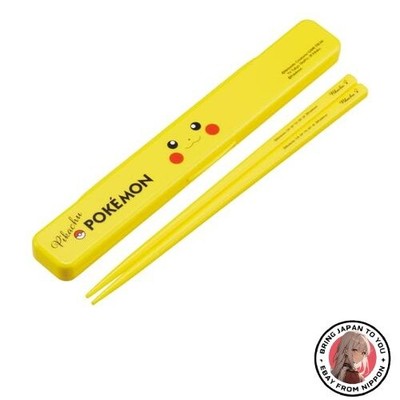 Skater Chopsticks and Chopstick Case Set 18cm Made in Japan Pokemon Pikachu Face
