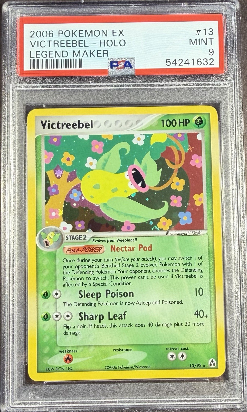 2006 Pokémon EX Legend Maker 13 Victreebel Holo PSA 9 Mint