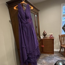 Dress Purple Sleeveless Bridesmaid Embellished Formal Gown Size 12