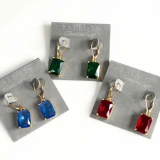 Talbots Crystal Square Drop Earrings Chic Women Party Vacation Jewelry 3Colors
