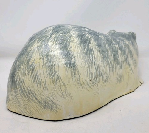 Vintage Signed Chaiyot Paper Mache Striped Cat Figurine Large Folk Art 1984 - Picture 5 of 18