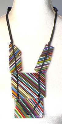 Sobral Pop Art Optical Australia Day Stripe Large Pendant Artist Made Necklace