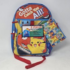 Mochila Pokémon Pikachu Juego de 5 Piezas Estuche de Suministro Bioworld Nuevo