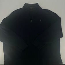 Polo Ralph Lauren Mens XXL Navy Blue Quarter Zip Pullover Sweatshirt Mock Neck