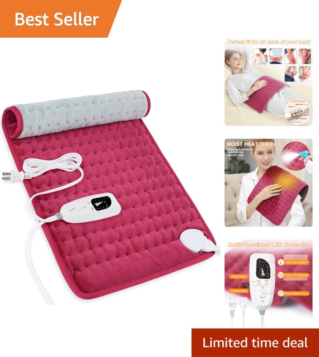 With Auto Shut Off For Pain Relief - Burgundy
