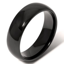 8mm Black Tungsten Ring Polished Dome Mens Wedding Band