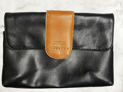 Vintage Perry Ellis America Clutch Bag Faux Leather Foldover Womens 90s Purse