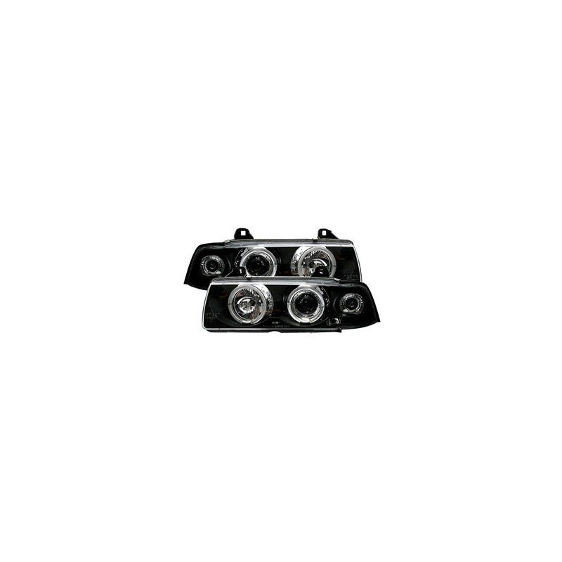 Optiques avant Angel Eyes BMW E36 Coupé au design LED noir exclusif
