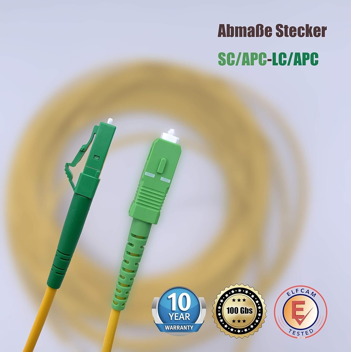 Elfcam - Fiber Optic Cable SC/APC to LC/APC OS2 Singlemode Simple LSZH ...