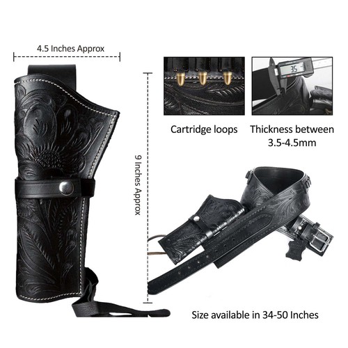 .22CAL COWBOY STYLE SINGLE DROP RIG CALIBER WESTERN LEATHER GUN HOLSTER & BELT - Picture 9 of 31