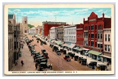 Seneca Street View Looking North Geneva New York NY UNP WB Postcard Q23
