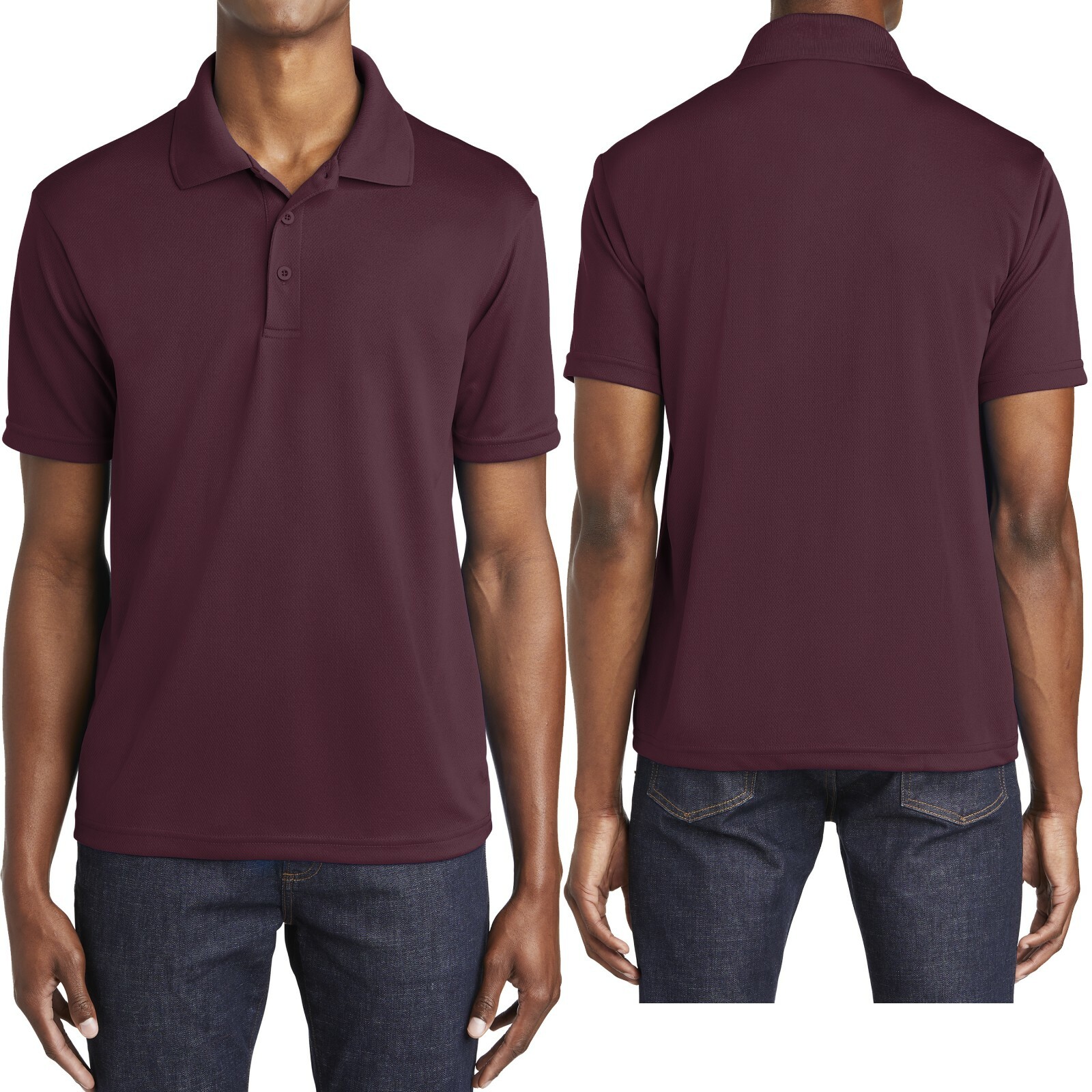 Joe's USA Men's CamoHex Moisture Wicking Shirt - All Sport Athletic Tee, Deep Red, X-Large - View #3