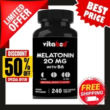 Melatonin 20mg High Potency Natural Sleep Aid Berry Flavor 240 Fast Dissolve TAB