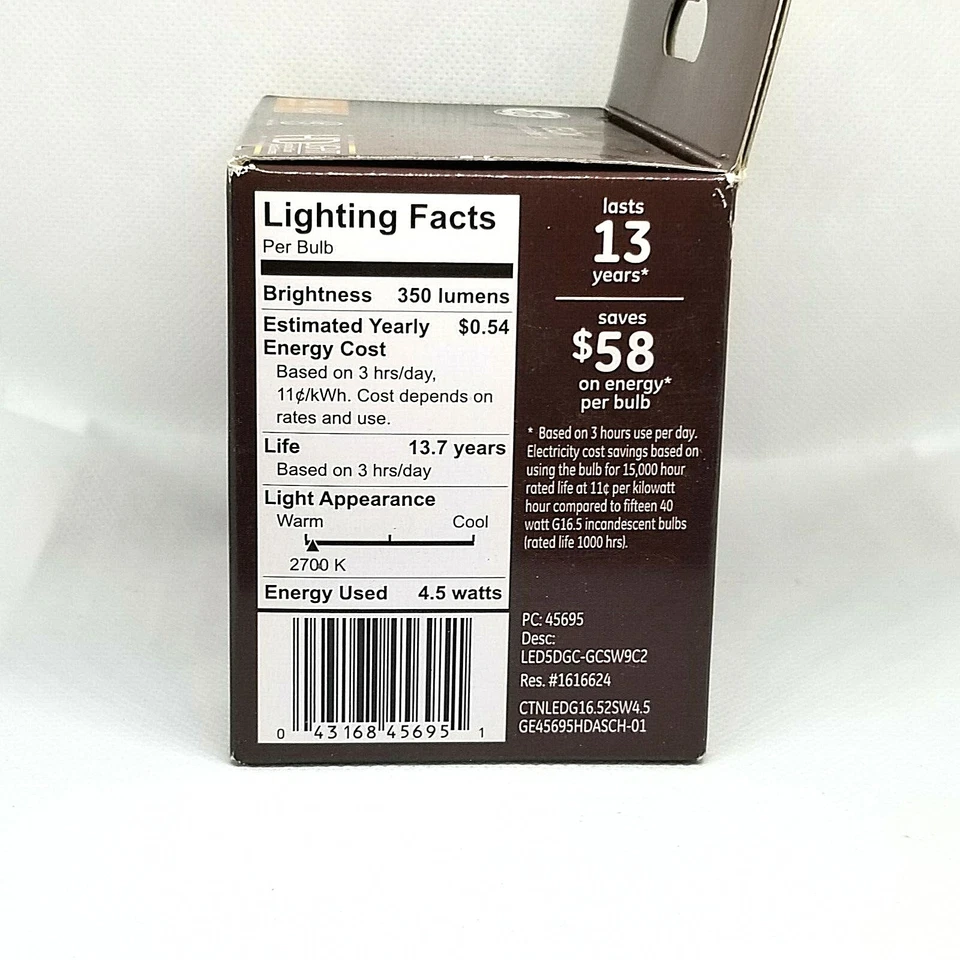 GE Relax Led Candelabra Bulbs Soft White Dimmable 40 Watts G16.5 - Image 2 of 2