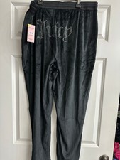 NWT Juicy Couture Black Velour Sleep Pajama Pants Size XL
