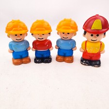 Vintage Plastic Figures Men Construction Fireman Lot of 4 Wear Marks