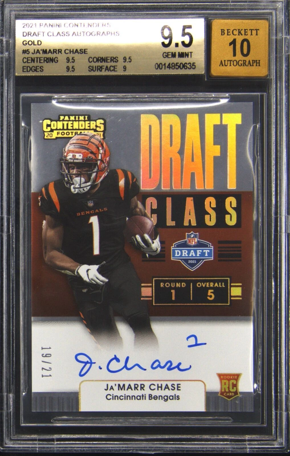 JaMarr Chase Panini Contenders Draft Class Autographs Rps #DCAJMC Gold