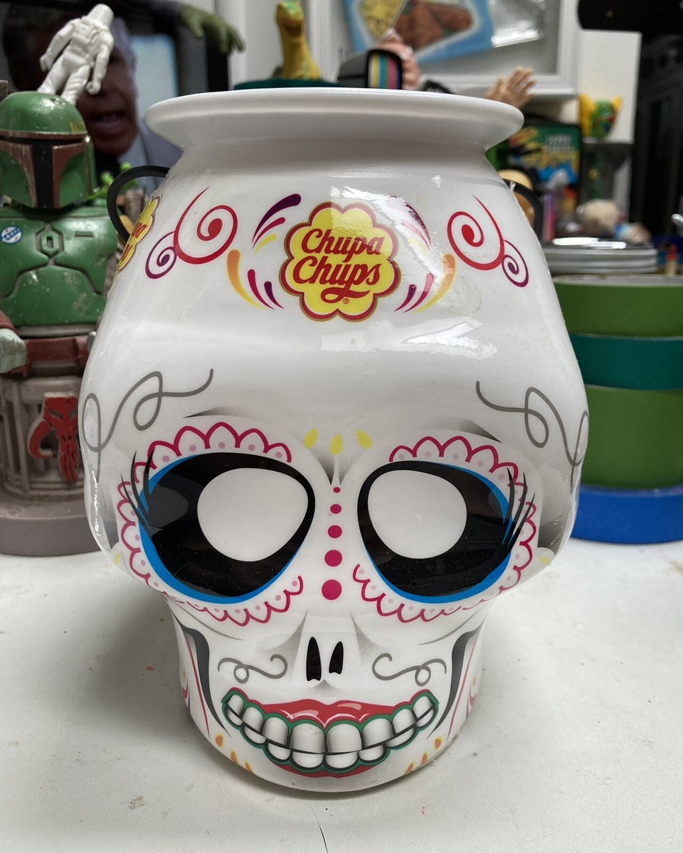 d.i.a スカル　チューブトップ Chupa Chups Skull Candy Container, Bucket, 7 1/4” W/ Handle (Empty