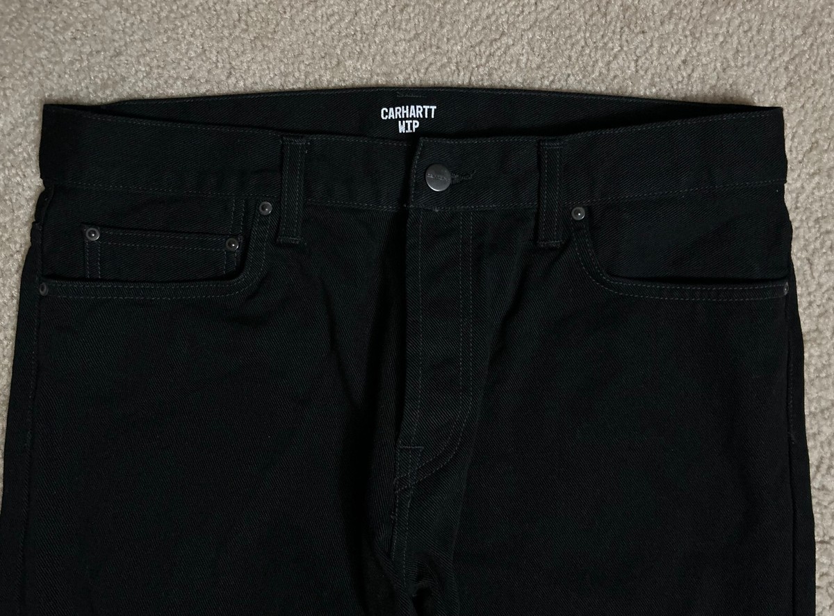 Carhartt WIP Mens (34W x 34L) Black Klondike Pants Slim Straight 