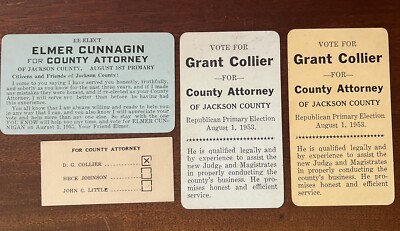 VTG 1953 Political Campaign Cards Jackson County KY Attorney Collier ...