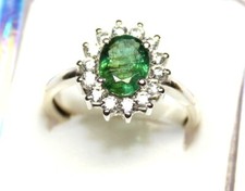 Top Quality Genuine Green Emerald Oval Faceted 925 Silver Ring, Engagement Ring