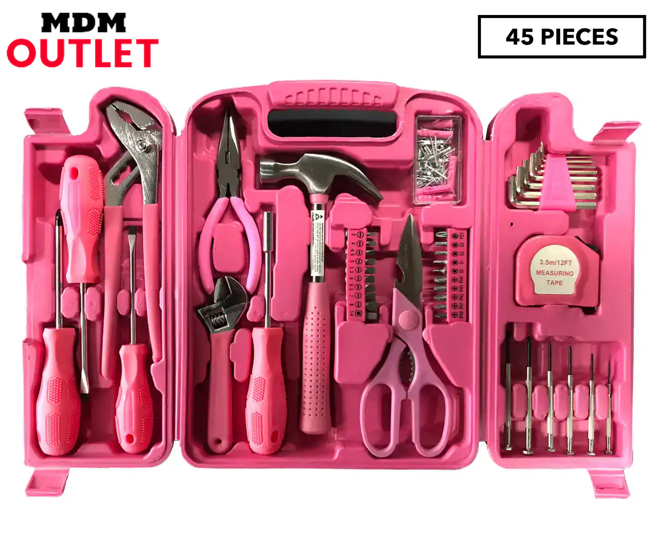 45 Piece Hardware DIY Tool Set and Kit Pink Lady Tool Her