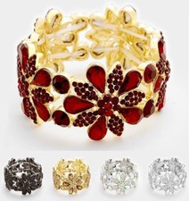 Wedding Crystal Rhinestone Stretch Bangle Bracelet Wedding Teardrop Flower Party