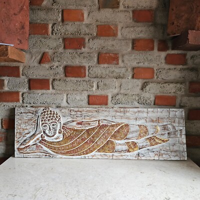 Buddha Liegend Relief Feng Shui Bild Portrait Wandschmuck Kunst Deko Bali 