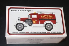 Ford Model A Fire Engine Bank w/Key Eastwood Vol. Fire Dept Die-cast 1/25 Scale