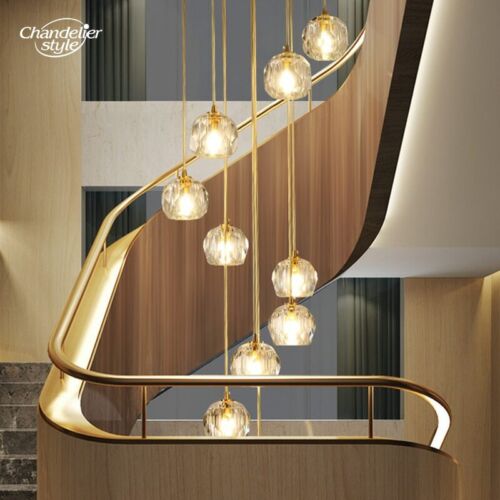 06Chandeliers Luxury Ball Crystal Brass Pendant Lights Bedroom Stair  - Picture 1 of 21