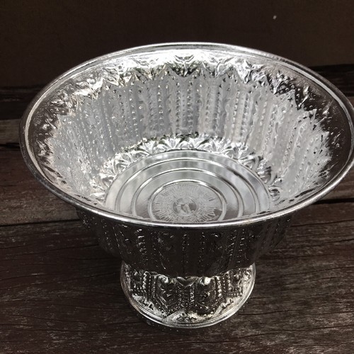 Vintage Style Phan Lao Thai Design High Foot Silver Tray Embossed Aluminium Gift - Picture 24 of 80