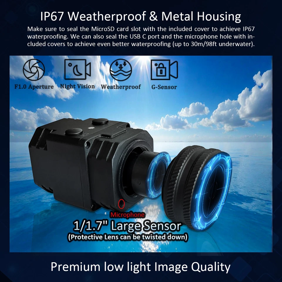 Super Low Light SLL1 Action Camera HD FOV150° f/1.0 1/1.7'' Waterproof Camcorder - Image 4 of 4