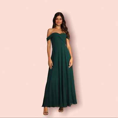 hunter green off the shoulder dress Petal and Pup Women's Adair Off Shoulder Maxi Dress main image 1