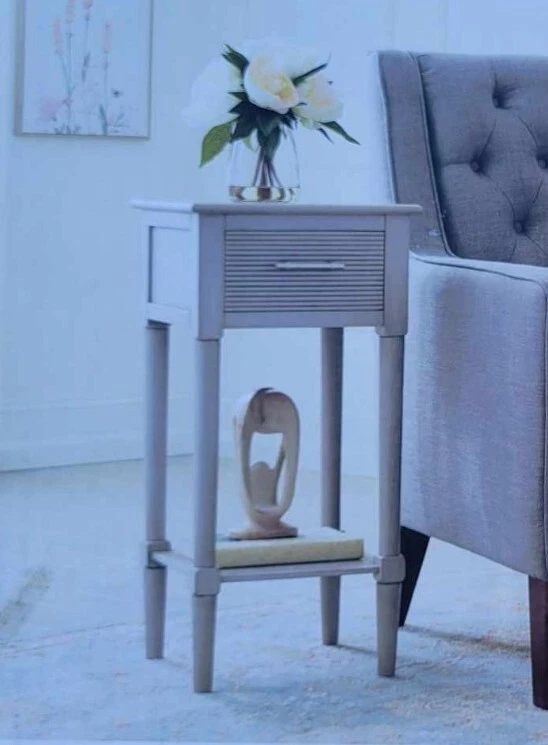 NEW Allen Roth Cahill Accent Table Gray Finish 2415556