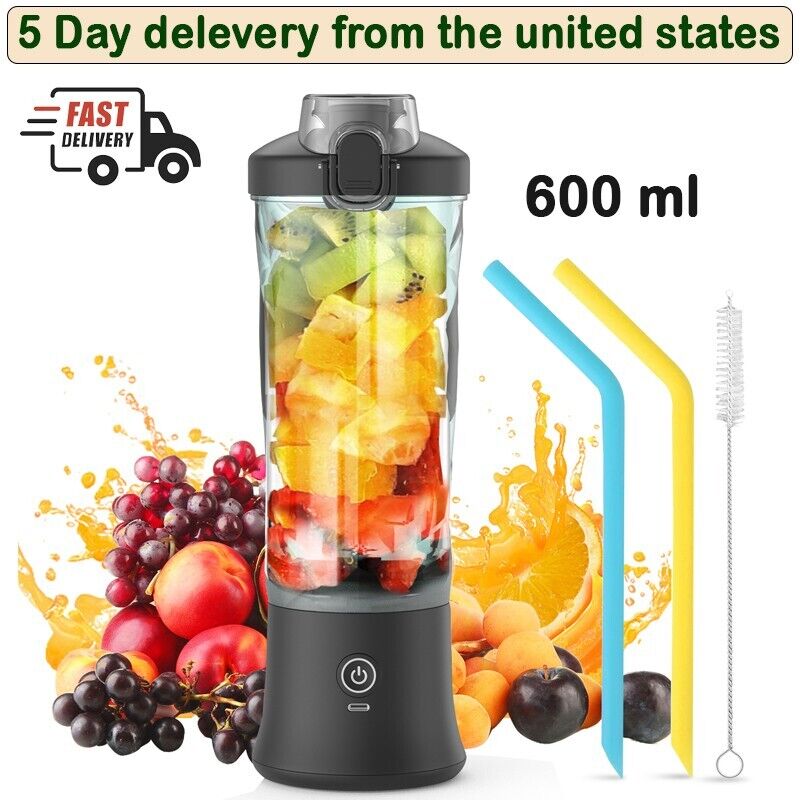 Portable Blender - Compact and USB Rechargeable Personal Travel Blenders  for Smoothies, Shakes and Ice - Mini Fruit Juice Mixing Shaker Bottle 