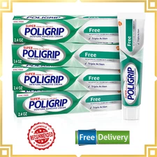 Super Poligrip Zinc Free Denture and Partials Adhesive Cream,2.4 ounce(Pack)-USA