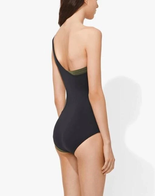 Traje Proenza Schouler 150750 en capas de un hombro negro/fatiga talla XS Foto 3 de 3