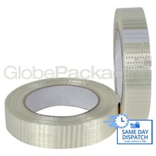 2 Rollen STARKES KREUZGEWEBE VERST&Auml;RKTES BAND 25mm x 50M