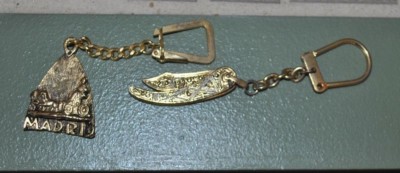 Vintage Gold Tone Key Chains ~ ''Madrid'', Foldable Dagger