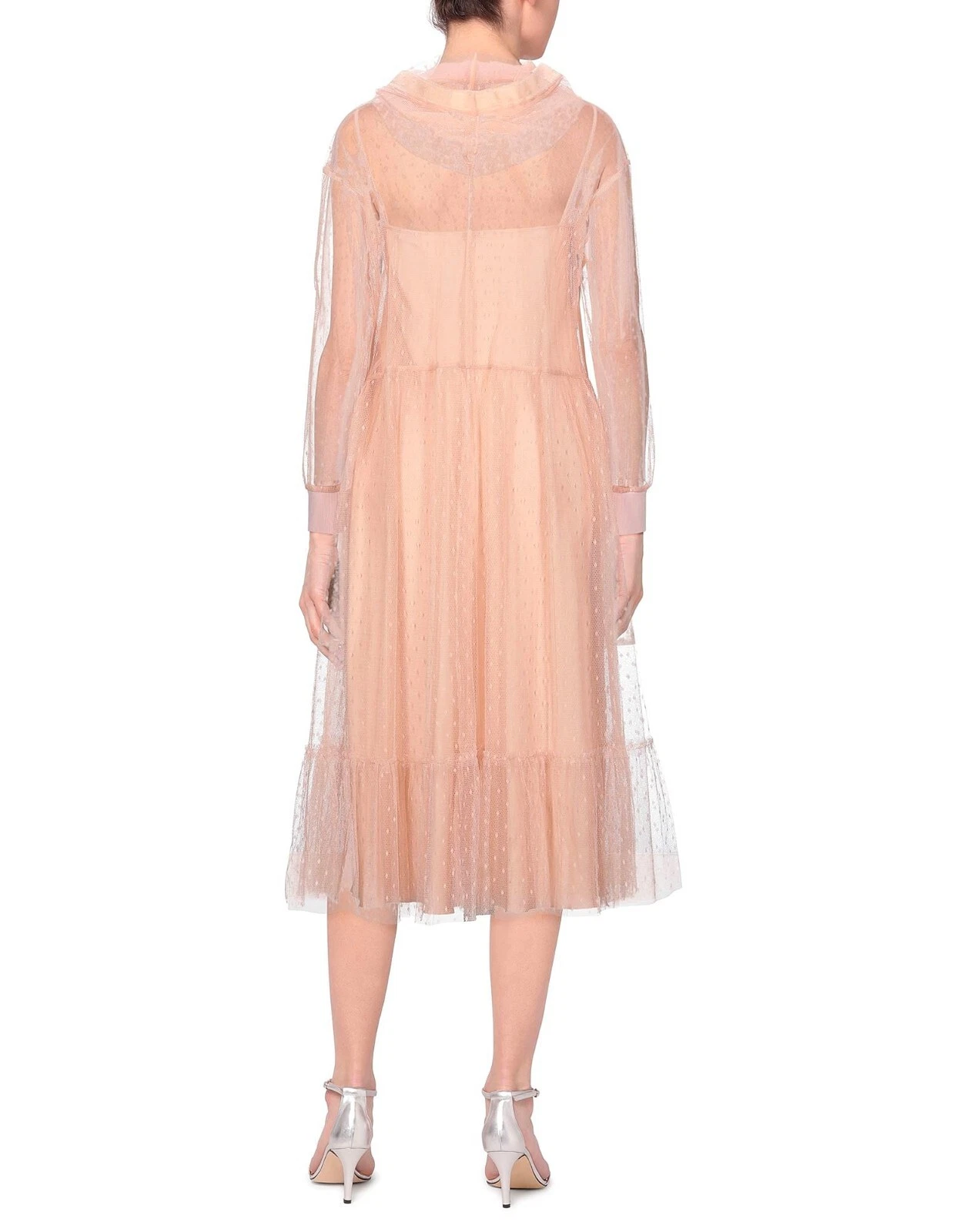 Abito rosso Valentino nuovo con etichette con cappuccio e bordo grosgrain Point d'esprit 44EU MSRP $1275