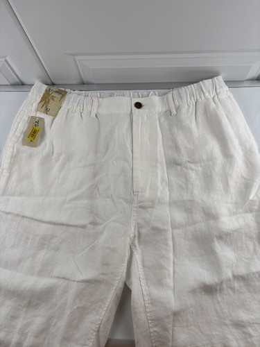 Caribbean 100% Linen Shorts Men's Size 42 White 10" Inseam Flat Front NWT