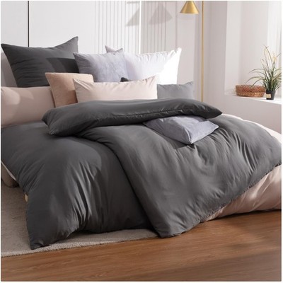 Bettwäsche 135x200 Mikrofaser 4-teilig, bügelfrei, knitterfrei, Anthrazit