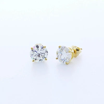 Classic Stud Earrings Solid 14K White Gold 2.61 CT Round Natural Diamond G SI1 - Image 1 of 4