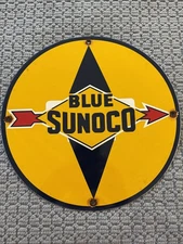 Sunoco Motor Oils Porcelain Sign - Gasoline Advertising Gas Pump 12”