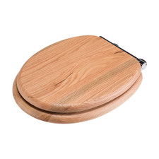 Image of Croydex Flexi-Fix Rutland Oak effect Standard Soft close Toilet seat